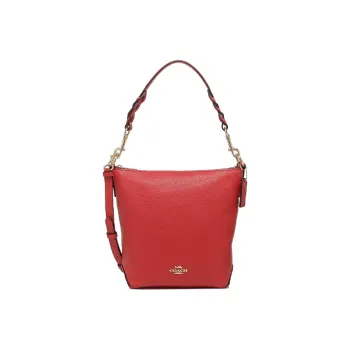COACH Leather Bucket Bag, Hobo Bag, One Shoulder, Crossbody Bag Women's Red