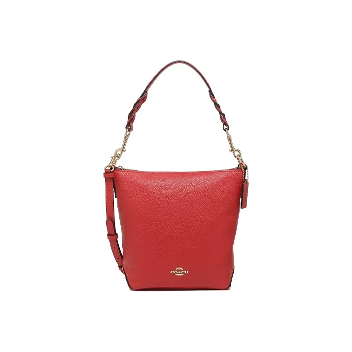 COACH Leather Bucket Bag, Hobo Bag, One Shoulder, Crossbody Bag Women's Red-0