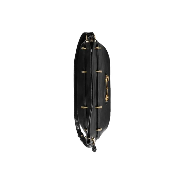 GUCCI Horsebit 1955 Leather Messenger Bag Crossbody Bags Shoulder Bags Women's Black-4