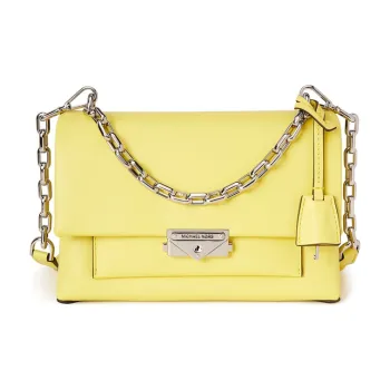 MICHAEL KORS Cece Cow Leather Shoulder Bag, Crossbody Bag Medium Size Women's Yellow Cream