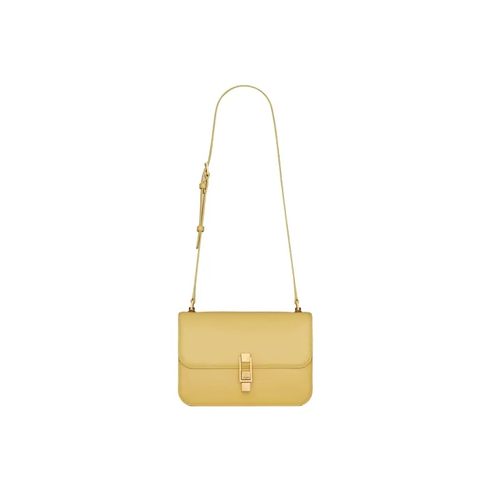 SAINT LAURENT Le Carre Box Leather Shoulder Bag, Crossbody Bag Women's Light Yellow-1