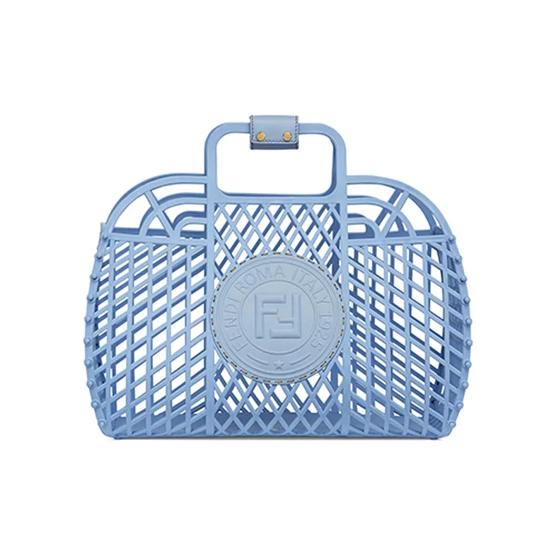 FENDI Thermoplastic Polyurethane Tote Bag Shopping Bag Handbag Medium Size Women's Light Blue-0