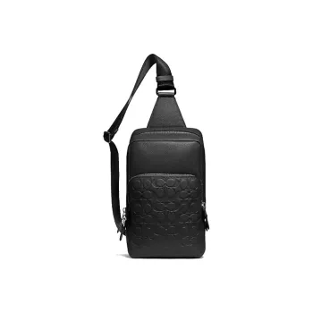 COACH Gotham Canvas With Leather Shoulder Bag, Sling Bag, Fanny Pack Men's Black Copper/Black