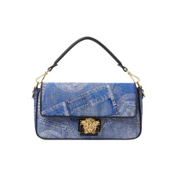 VERSACE FENDI Collaboration Baguette Polyester Shoulder Bag Crossbody Bag Handbag Women's Blue