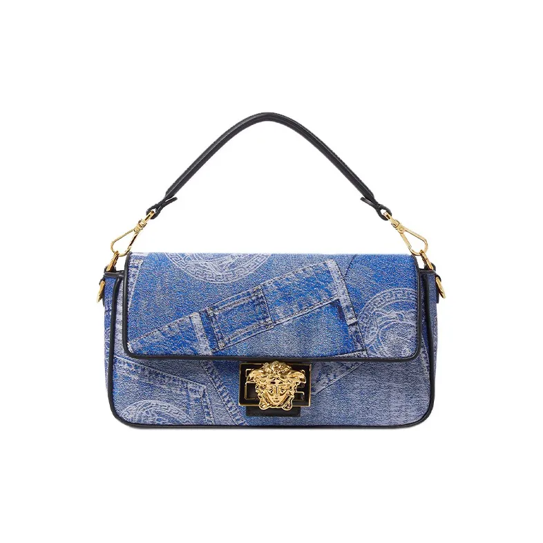 VERSACE FENDI Collaboration Baguette Polyester Shoulder Bag Crossbody Bag Handbag Women's Blue-0
