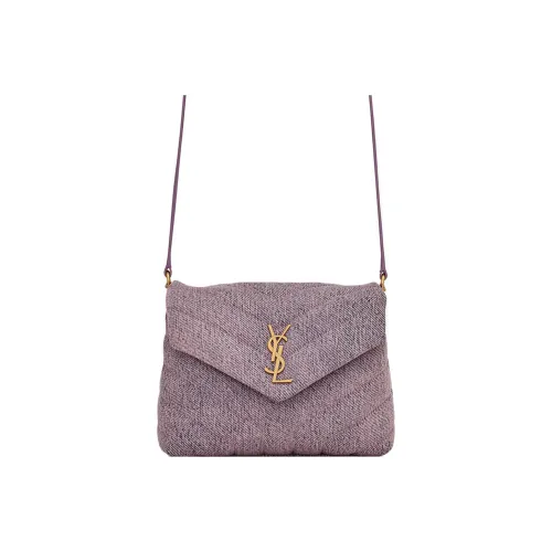 SAINT LAURENT Denim Fabric Cloud Bag Pillow Bag Chain Shoulder Bag Crossbody Bag Mini Women's Laila Purple/Light Purple