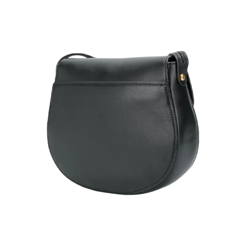TORY BURCH Miller Leather Saddle Bag, Shoulder Bag, Crossbody Bag Women's Black-1
