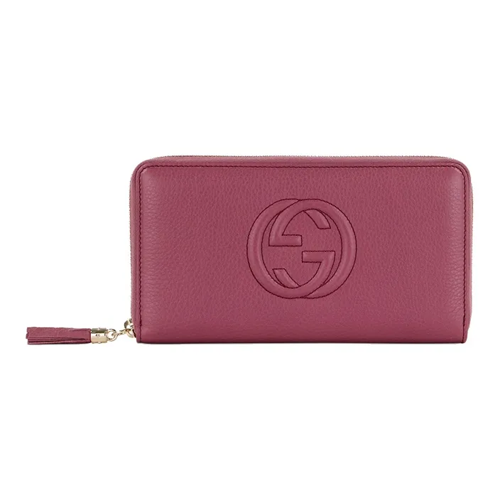 GUCCI Soho Leather Long Zip Closure Wallet Women's Pink-0