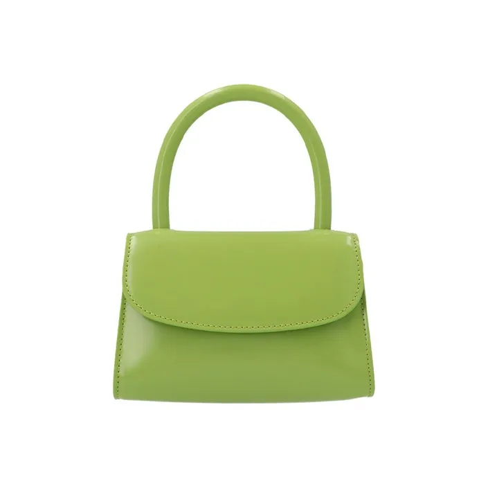 By Far Mini Croco Leather Small Square Bag, Crossbody Bag, Handbag Regular Women's Green-0