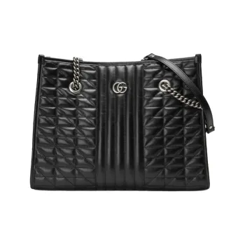 GUCCI Marmont Leather Tote Bag, Shopping Bag, Crossbody Bag, Shoulder Bag Women's Black