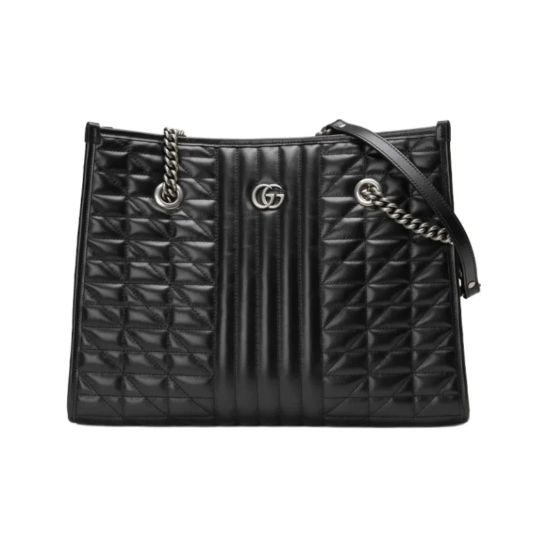 GUCCI Marmont Leather Tote Bag, Shopping Bag, Crossbody Bag, Shoulder Bag Women's Black-0