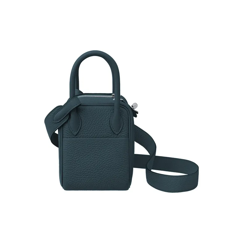 HERMES Lindy Clemence Bullock Leather Handbag, Crossbody Bag, Shoulder Bag Mini Women's 6O Vert Cypres Cypress Green-2
