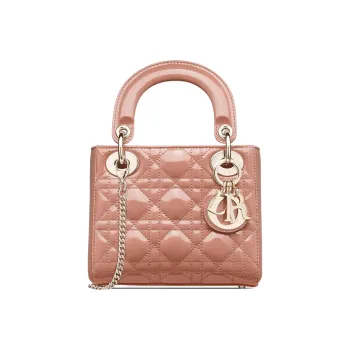 DIOR Lady Dior Patent Leather Cowhide Dior Bag Handbag Shoulder Bag Crossbody Bag Clutch Mini Women's Rose Pink