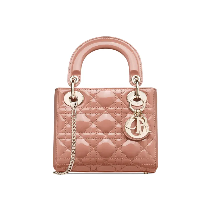 DIOR Lady Dior Patent Leather Cowhide Dior Bag Handbag Shoulder Bag Crossbody Bag Clutch Mini Women's Rose Pink-0