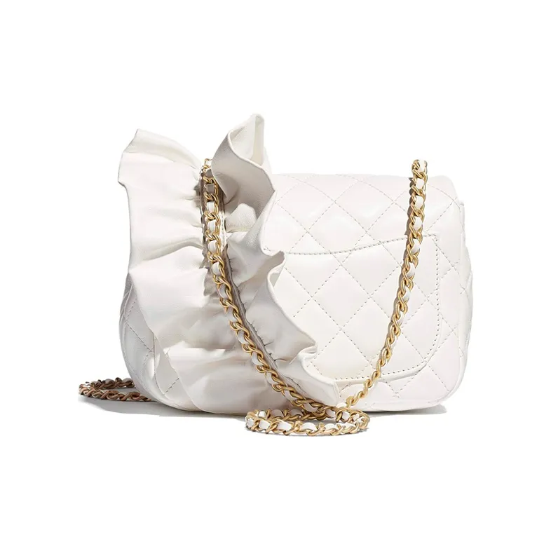 CHANEL Classic Flap CF Sheepskin Crossbody Bag, Shoulder Bag Women's White-1