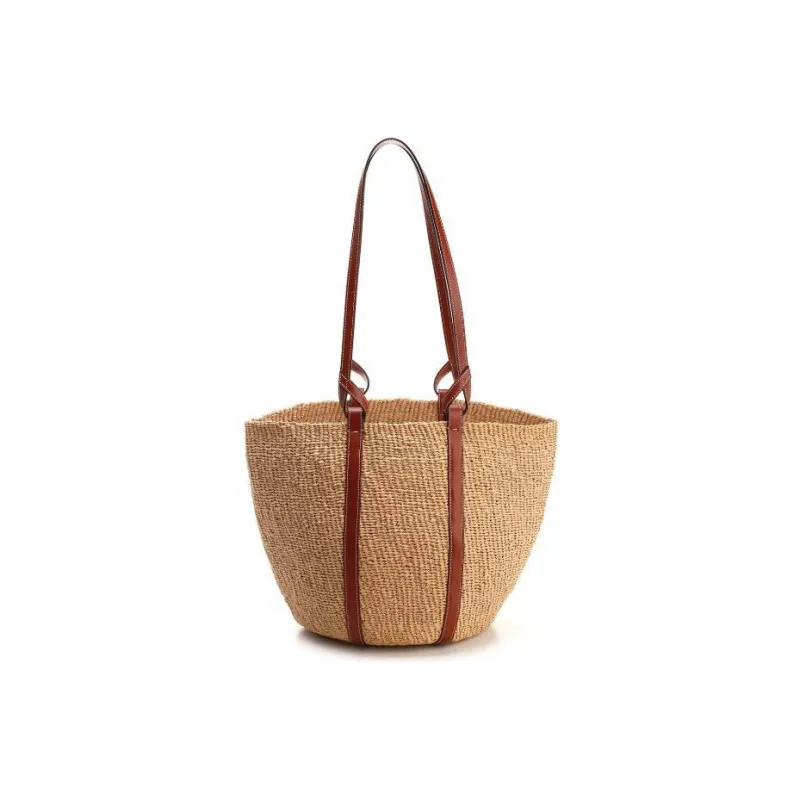 Chloe Fair Trade Paper And Shiny Calfskin Large Basket Shoulder Bag Women's Tan-1