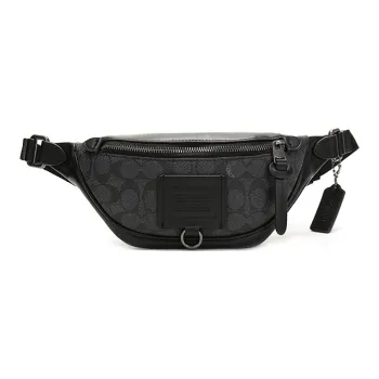 COACH Rivington Leather PVC Shoulder Bag Crossbody Bag Sling Bag Fanny Pack Medium Size Men's Black Gray Color