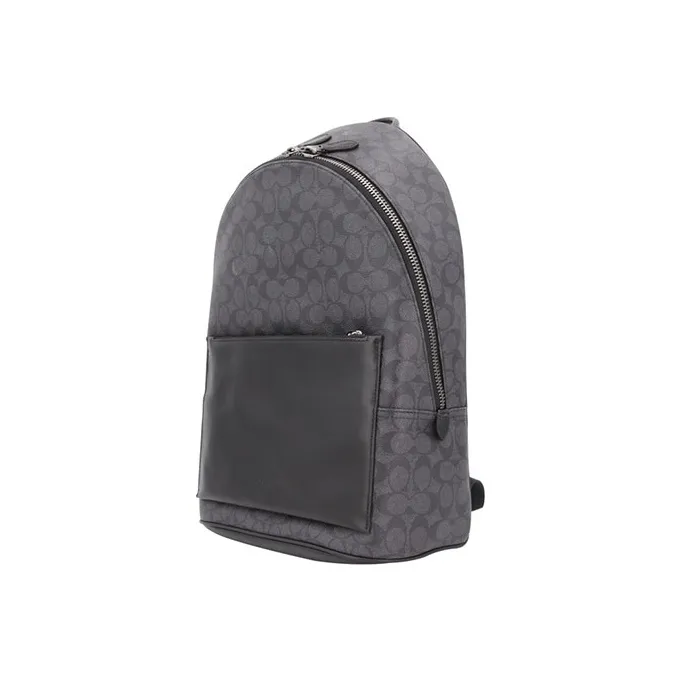 COACH Soft Leather Hiking Bag Backpack Large Size Men's Gray Black-1