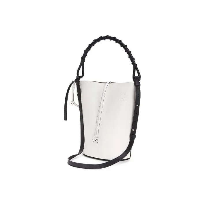 LOEWE Natural Calfskin Bucket Bag, Portable Crossbody Bag, Shoulder Bag Women's Cotton White-1