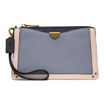 COACH Dreamer Leather Clutch Medium Size Women's Morandi Blue
