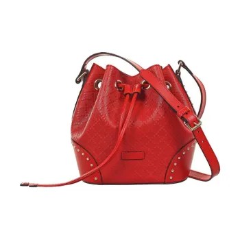 GUCCI Leather Bucket Bags Shoulder Bag Crossbody Bag Regular Women's Red