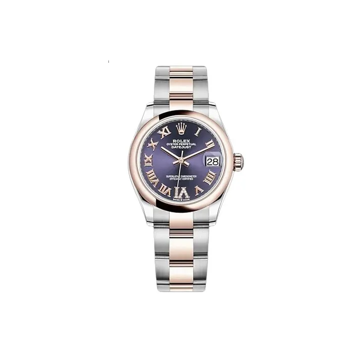 ROLEX Log Series Automatic Mechanical Movement Women's Watch Watch 31mm Purple Watch Dial Oystersteel Case-0