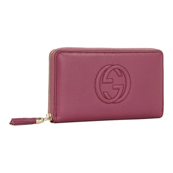 GUCCI Soho Leather Long Zip Closure Wallet Women's Pink-1