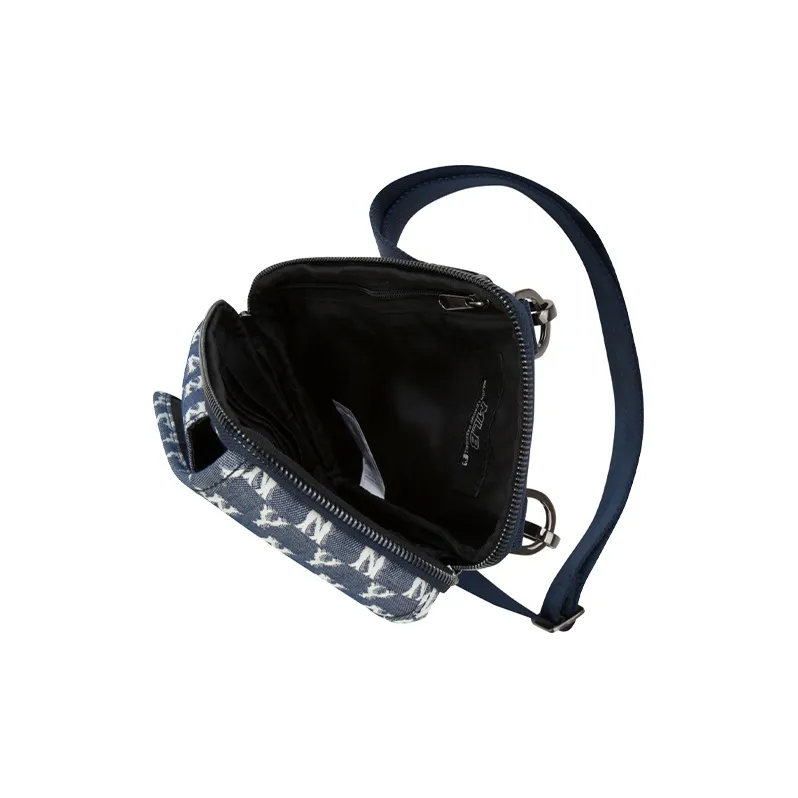MLB Monogram Collection Polyester Small Square Bag, Crossbody Bag Regular Unisex Denim Blue-6