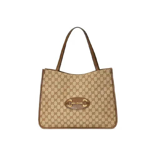 GUCCI Canvas With Leather Tote Bag Shopping Bag Shoulder Bag Handbag Regular Women's Ebony/Brown