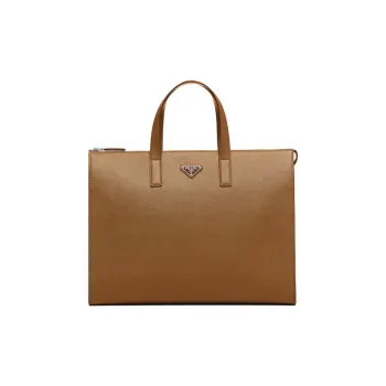 PRADA Saffiano Leather Tote Bag Shopping Bag Handbag Men's Cinnamon