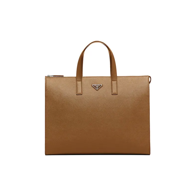 PRADA Saffiano Leather Tote Bag Shopping Bag Handbag Men's Cinnamon-0