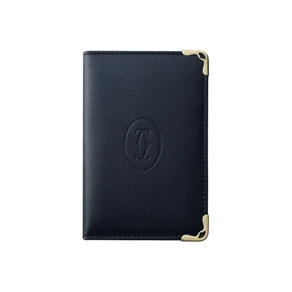 CARTIER Must De Cartier Leather Clip Card Holder Women's Midnight Blue-0