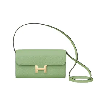 HERMES Constance Long To Go Leather Shoulder Bag Wallet Crossbody Bag Women's 3I Vert Criquet Avocado Green