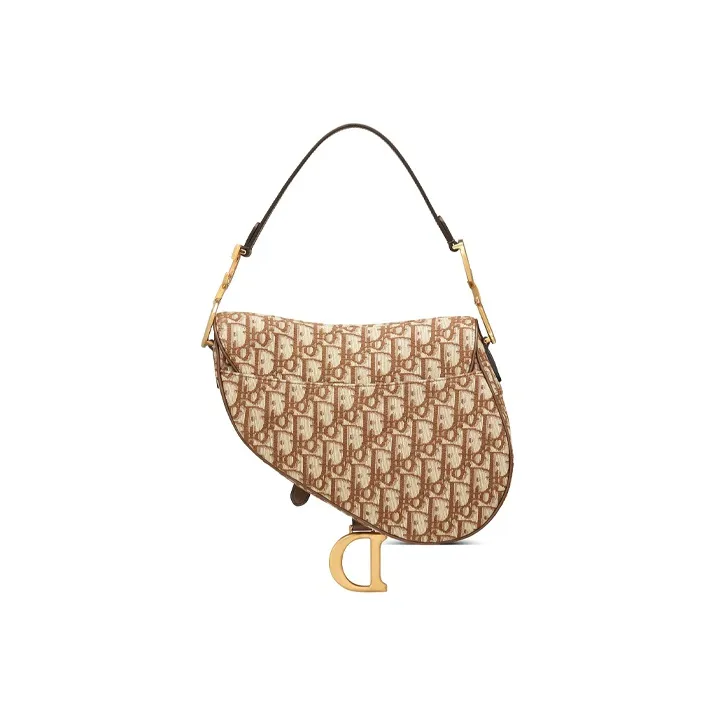 DIOR Saddle Jacquard Saddle Bag Handbag Shoulder Bag Women's Brown-2