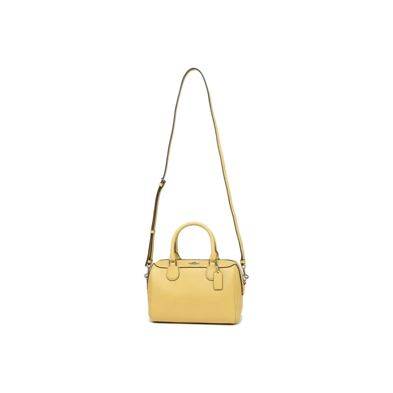 COACH Bennett Cow Leather Boston Bag Portable Crossbody Bag Crossbody Bag Medium Size Women's Lemon Yellow-5