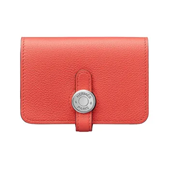 HERMES Dogon Calfskin Short Wallet Coin Purse Women's J9 Blush In Blush Color