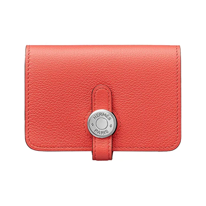 HERMES Dogon Calfskin Short Wallet Coin Purse Women's J9 Blush In Blush Color-0