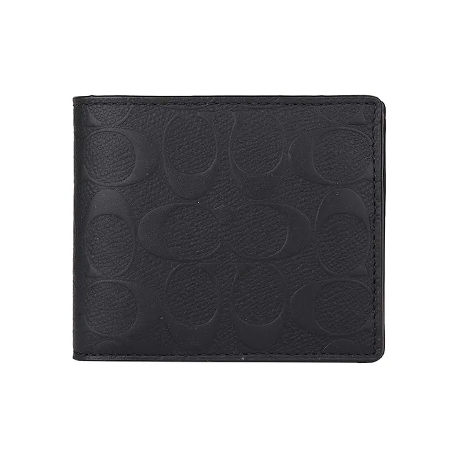 COACH 3 IN 1 Wallet Cross Grain Cow Leather Wallet Men's Black-0
