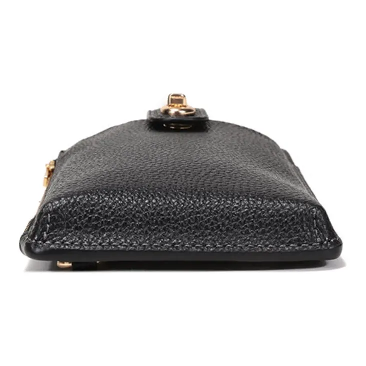 COACH Turnlock Leather Cell Phone Pouch Crossbody Bags Women's Black-4