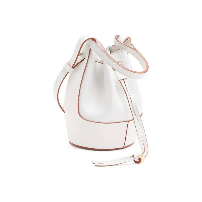 LOEWE Balloon Nappa Cow Leather Bucket Bag, Handbag, Shoulder Bag, Crossbody Bag Mini Women's Cotton White-1