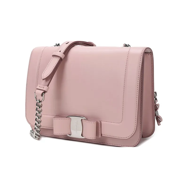 FERRAGAMO Vara Cow Leather Shoulder Bag Crossbody Bag Women's Light Pink Red-1
