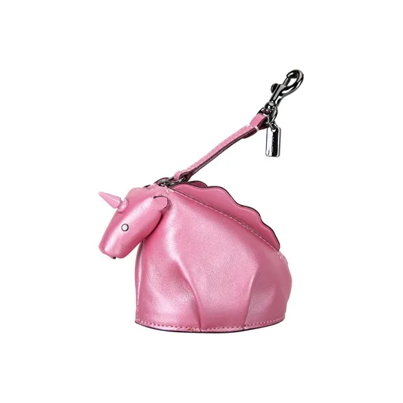 COACH Leather Coin Purse Women's Pink-3