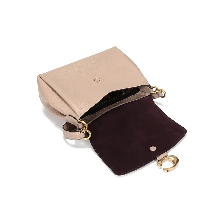 COACH Leather Handbag, Crossbody Bag Medium Size Women's Milk Tea-6