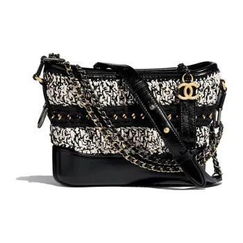 CHANEL Gabrielle Cow Leather Handbag, Shoulder Bag, Crossbody Bag Regular Women's Black/White