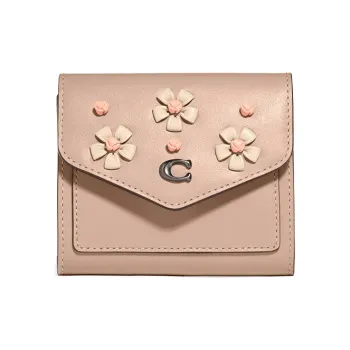 COACH Wyn Cow Leather Wallet Women's Beige Brown