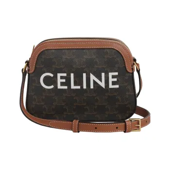 CELINE Leather Camera Bag Shoulder Bag Crossbody Bag Small Size Women's Black Brown