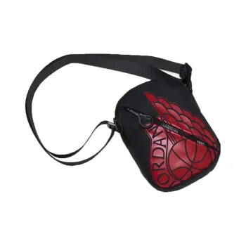 Jordan Polyester Shoulder Bags Cell Phone Pouch Crossbody Bags Regular Unisex Black Red