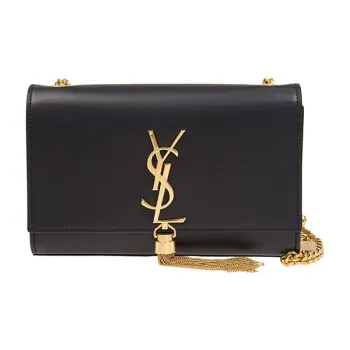 SAINT LAURENT Smooth Leather Fringe Bag, Shoulder Bag, Crossbody Bag Regular Women's Black