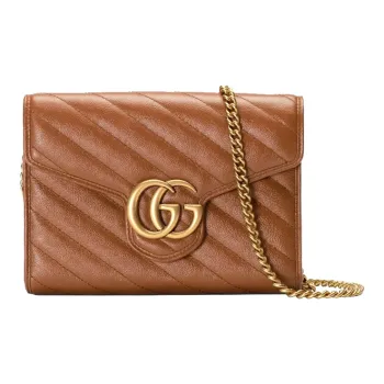 GUCCI Marmont Quilting Leather Envelope Bag Crossbody Bag Shoulder Bag Women's Brown