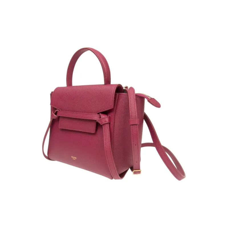 CELINE Grained Calfskin Catfish Bag Handbag Shoulder Bag Crossbody Bag Women's Candy Color/Raspberry Color-1